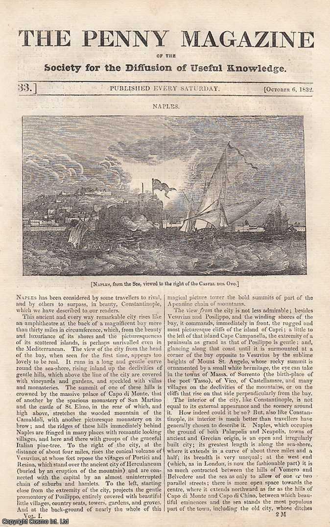 --- - Naples; Ancient Mode of Catching Elephants in India; Dunbarton Castle; Curious Method of Catching Wild Pidgeons Practised in the Kingdom of Naples; Turkey Buzzard and Black Vulture, etc. Issue No. 33, October 6th, 1832. A complete rare weekly issue of the Penny Magazine, 1832.
