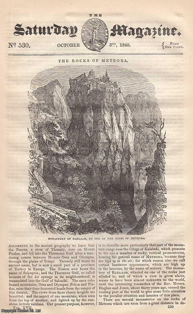 --- - The Rocks of Metora; Natural History of Months - October; The Squirrel; Knowledge of the World. issue No. 530, October 3rd, 1840. A complete rare weekly issue of the Saturday Magazine, 1840.