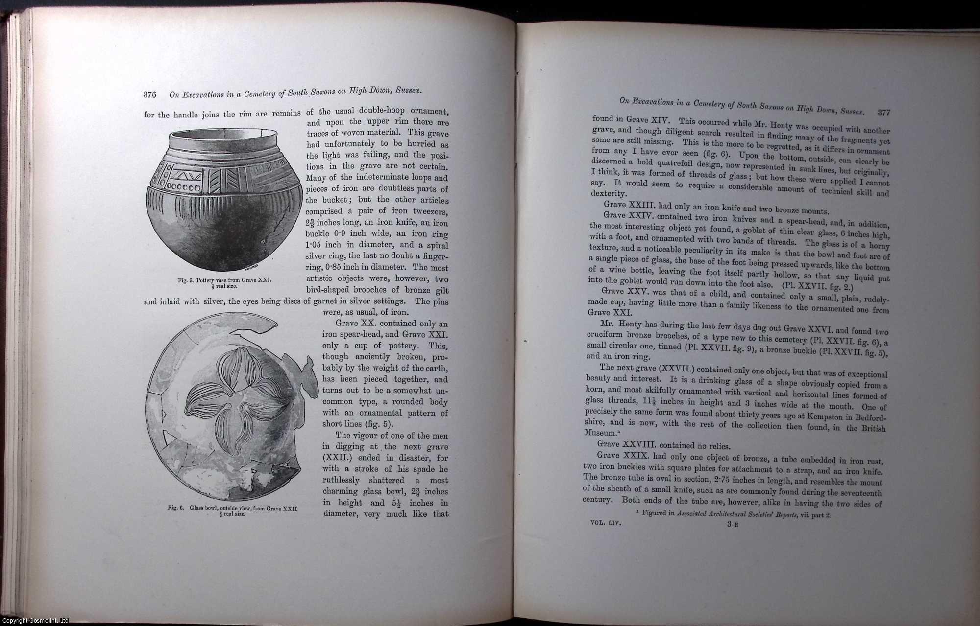 Charles Hercules Read, Esq. - On Excavations in a Cemetery of South Saxons on High Down, Sussex. An uncommon original article from the journal Archaeologia, 1895.