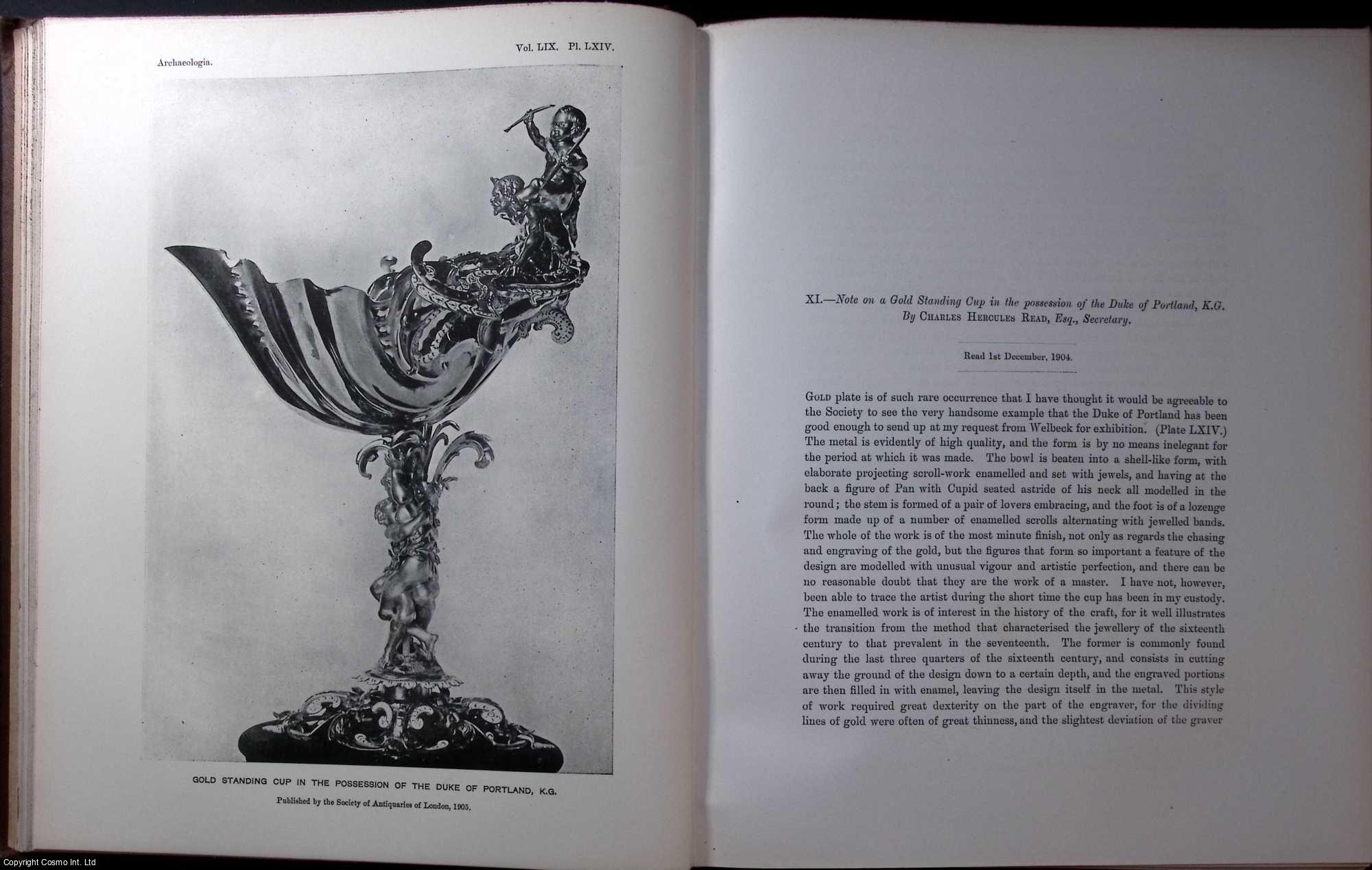 Charles Hercules Read, Esq. - Note on a Gold Standing Cup in the possession of the Duke of Portland, K.G. An uncommon original article from the journal Archaeologia, 1905.