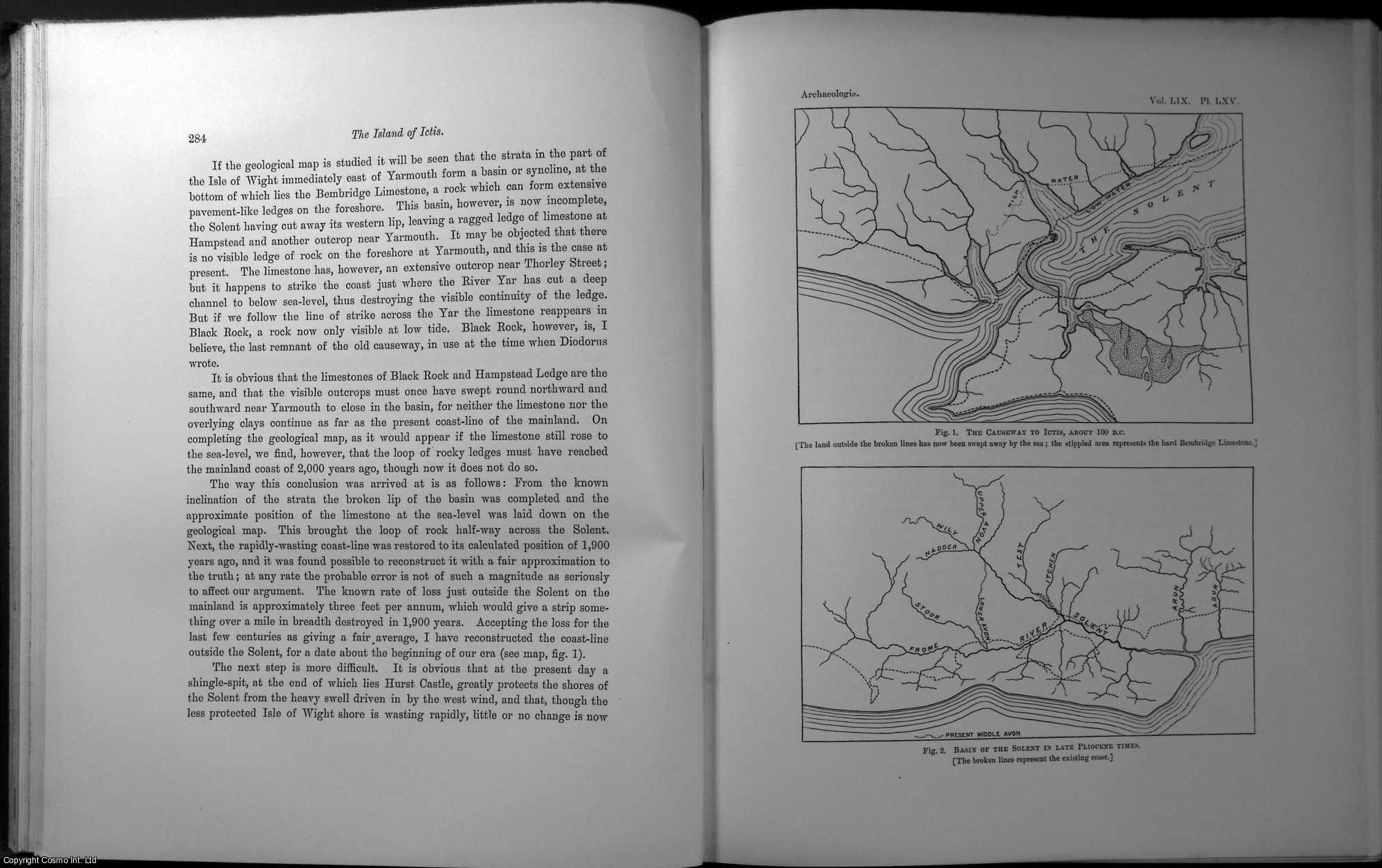 Clement Reid, Esq., F.R.S. - The Island of Ictis. An uncommon original article from the journal Archaeologia, 1905.