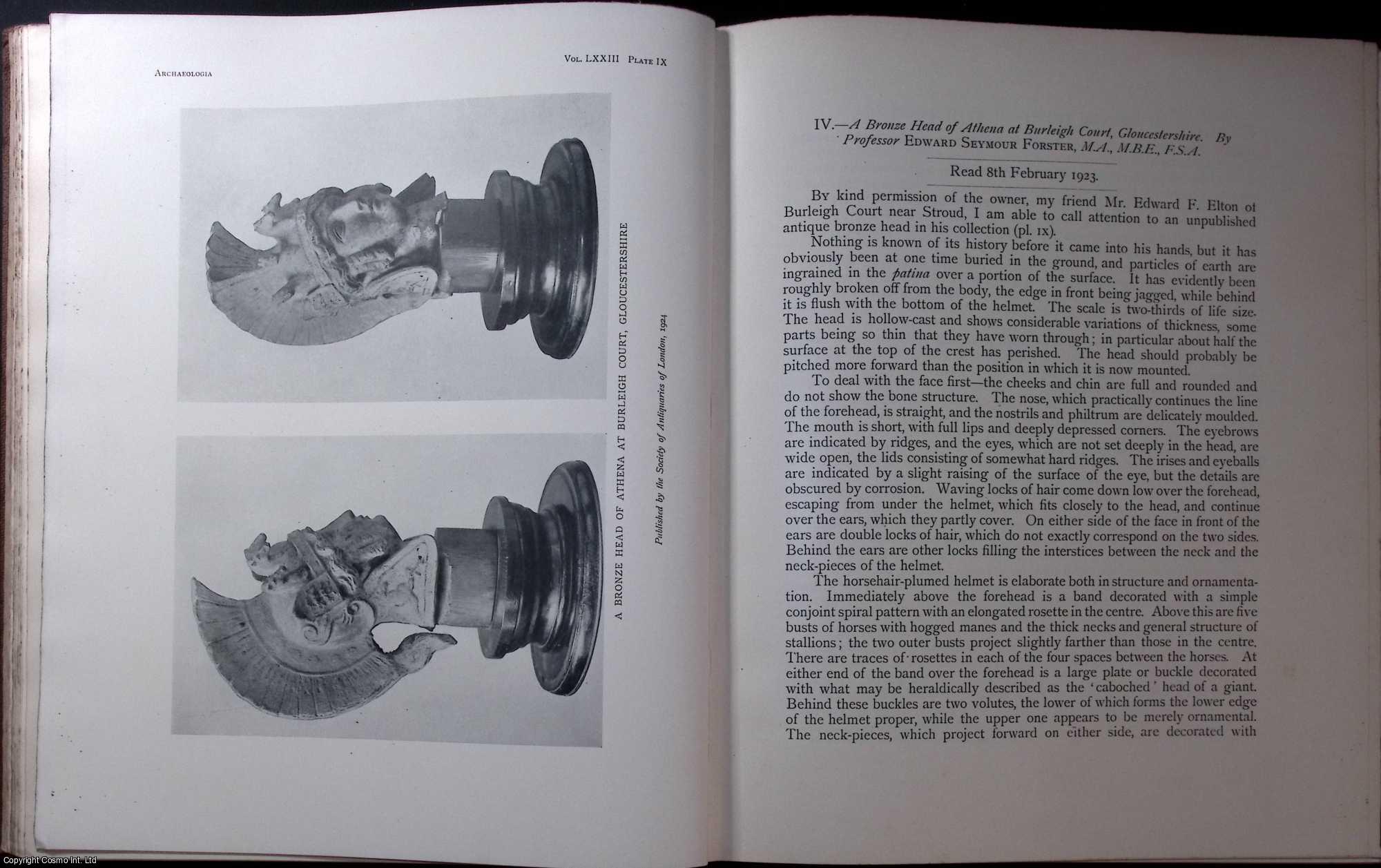 Edward Seymour Forster, M.A., M.B.E., F.S.A. - A Bronze Head of Athena at Burleigh Court, Gloucestershire. An original article from the Archaeologia journal, 1922.