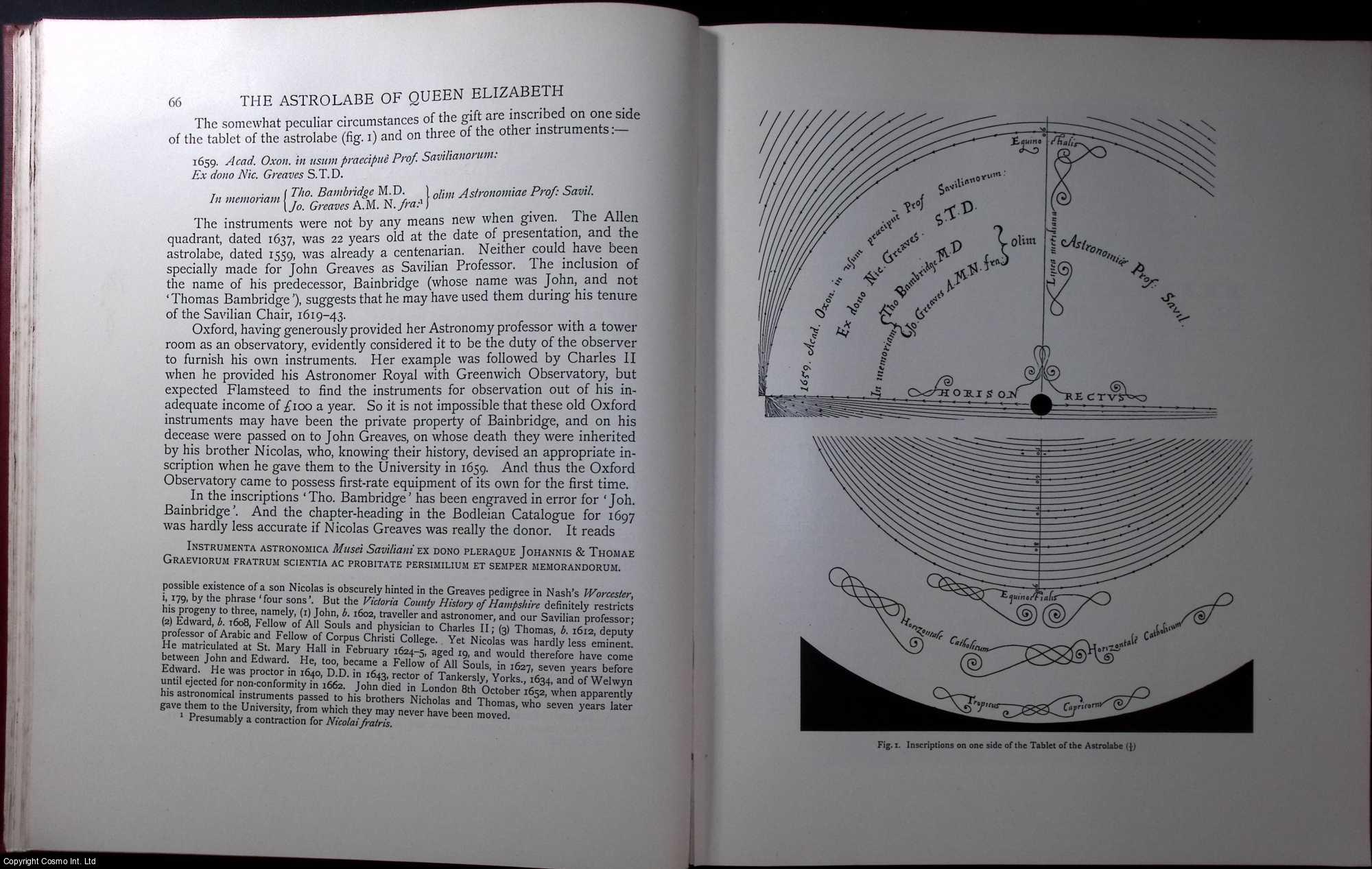 R.T. Gunther, Esq., M.A., Hon.LL.D. - The Astrolabe of Queen Elizabeth. An original article from the Archaeologia journal, 1936.