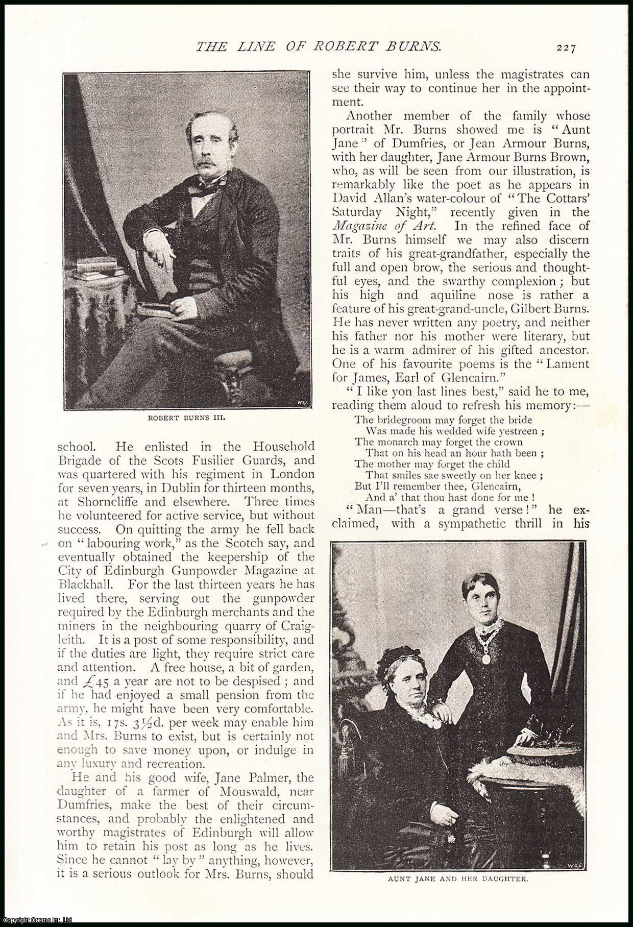 J. Monro - The Line of Robert Burns, Scottish Poet. An uncommon original article from The Strand Magazine, 1895.