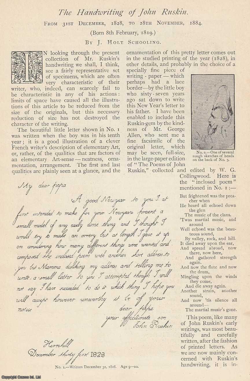 SCHOOLING, J. HOLT - The Handwriting of John Ruskin. An original article from The Strand Magazine, 1895.