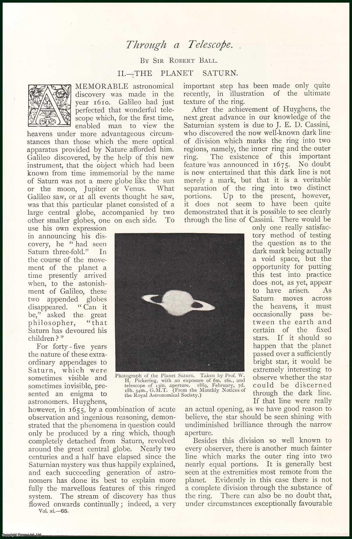 Robert Ball - The Planet Saturn. Through A Telescope. An uncommon original article from The Strand Magazine, 1896.