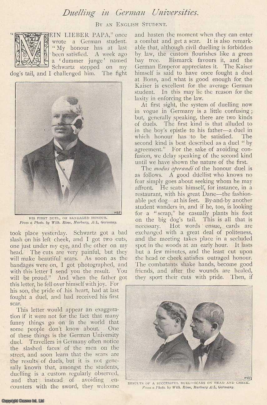 AN ENGLISH STUDENT - Duelling in German Universities. A rare original article from The Strand Magazine, 1897.