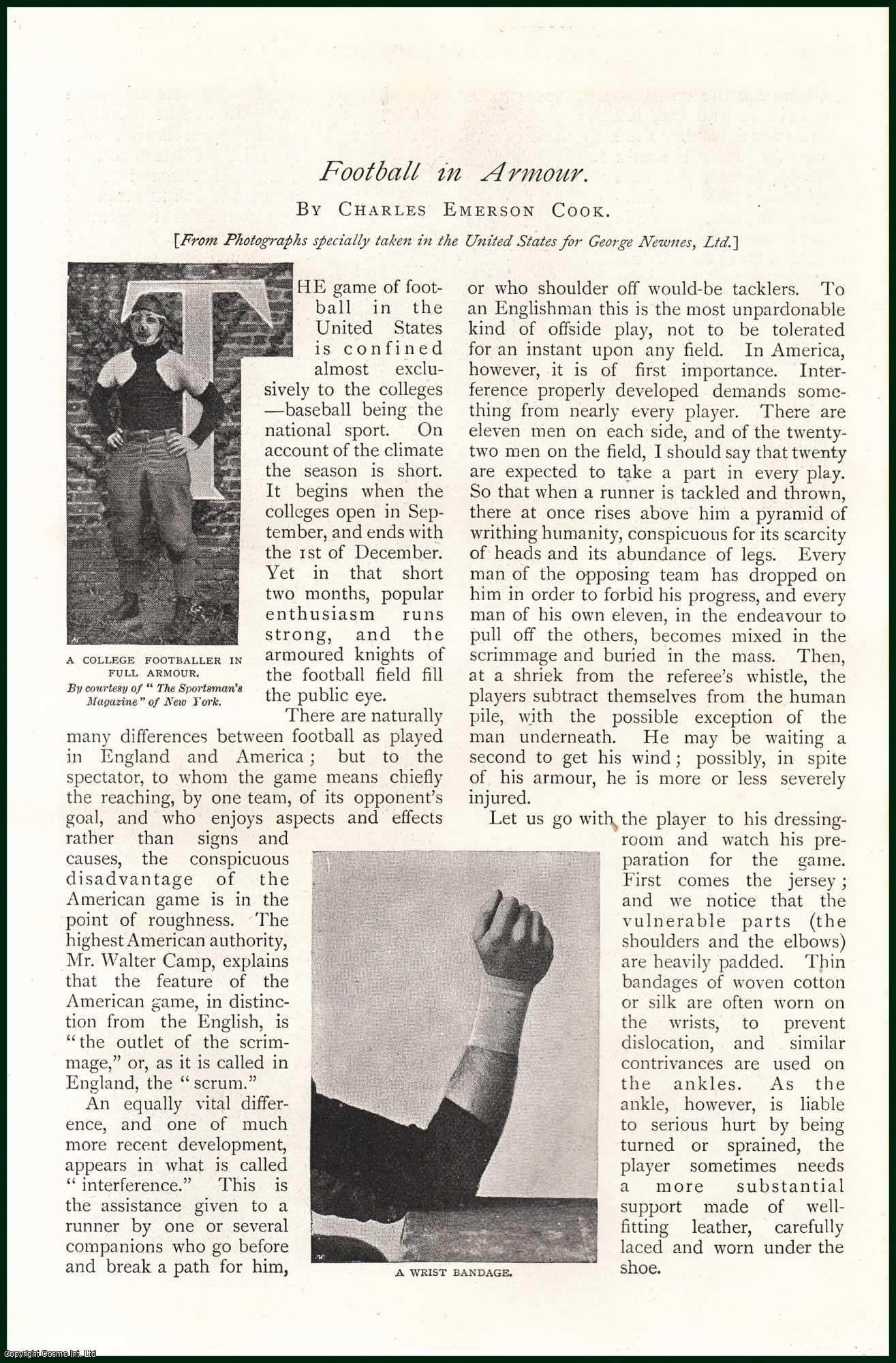 Charles Emerson Cook - Football in Armour. American Football. An uncommon original article from The Strand Magazine, 1897.