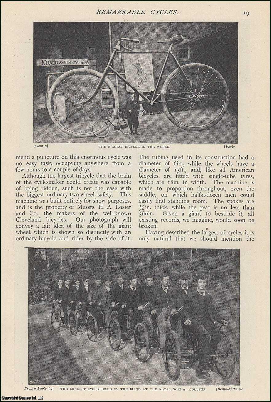 SHEPSTONE, HAROLD J. - Remarkable Cycles. A rare original article from The Strand Magazine, 1899.