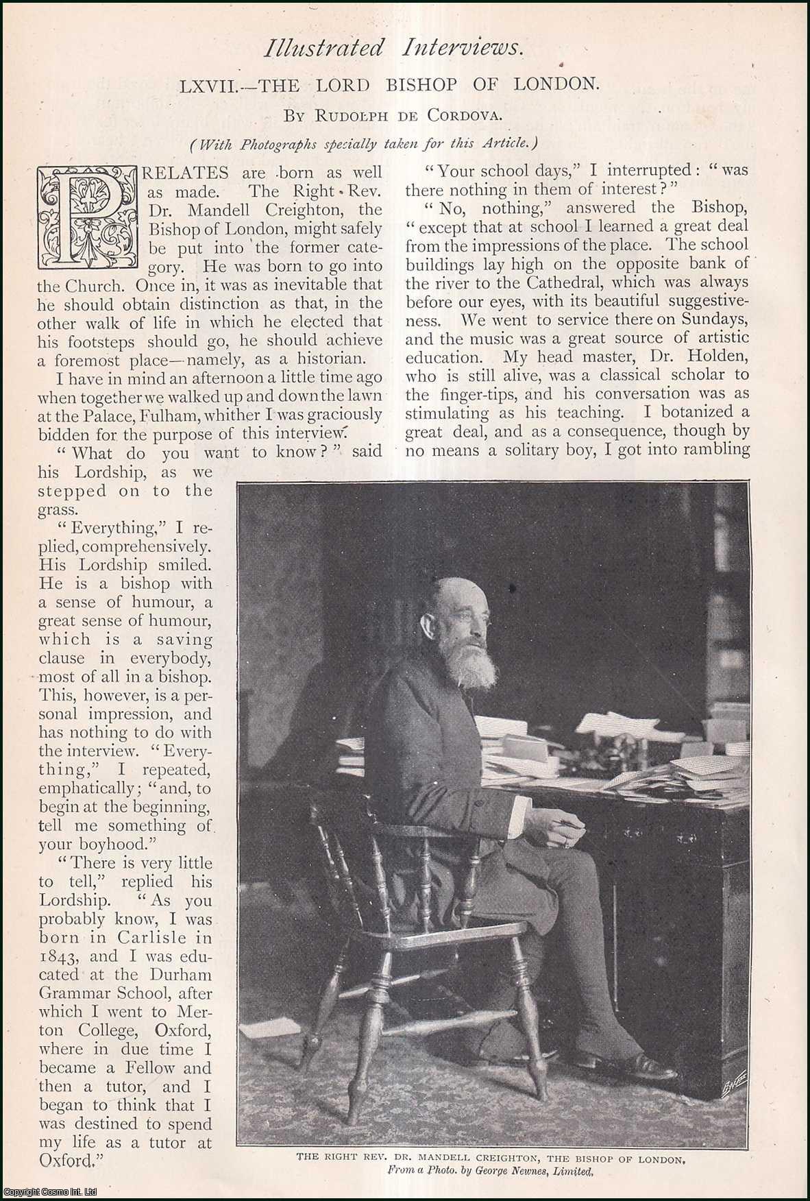 Ruldolph De Cordova - The Lord Bishop of London. Illustrated Interview. An uncommon original article from The Strand Magazine, 1899.