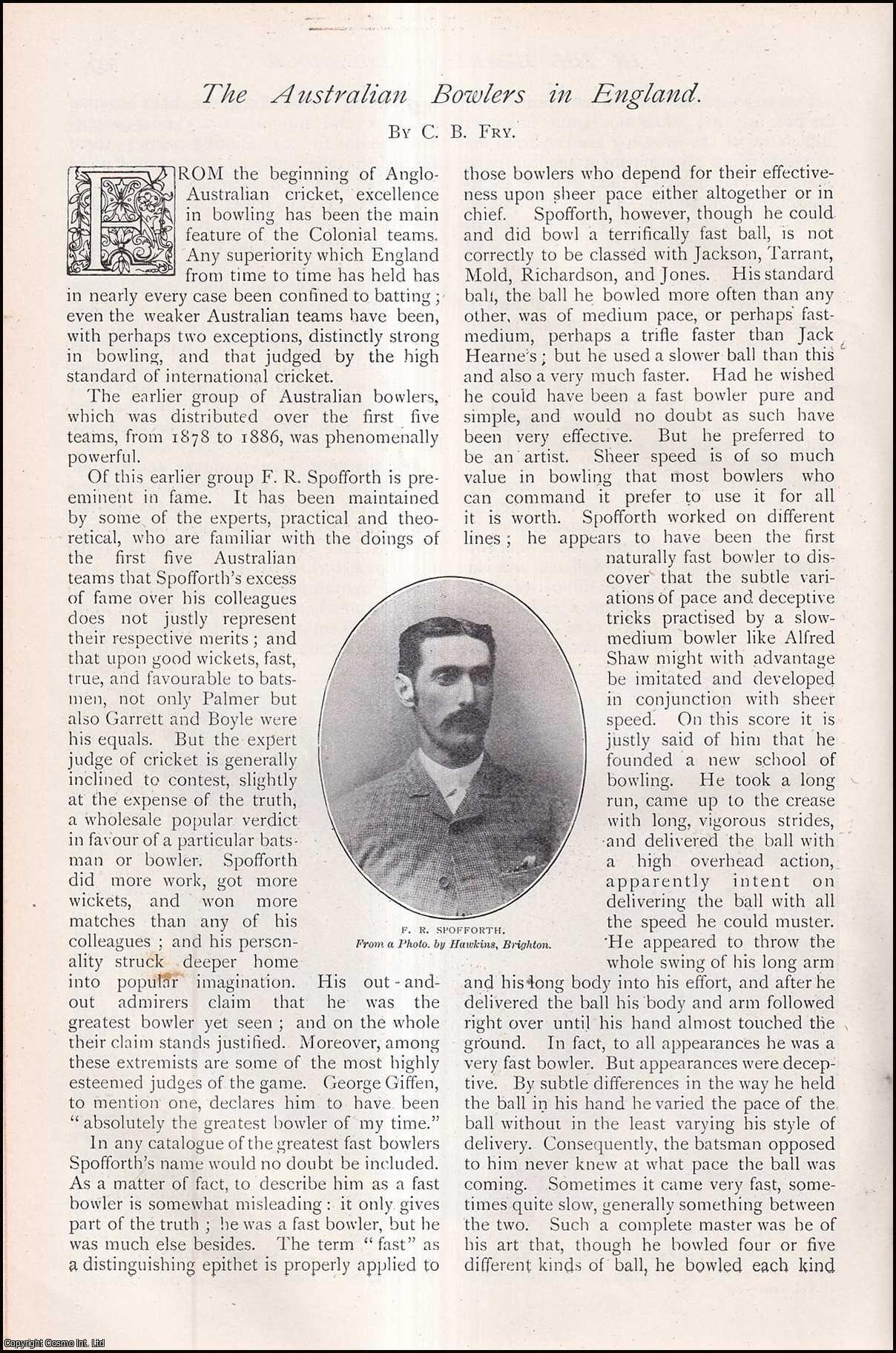 C.B. Fry - The Australian Bowlers in England : G.E. Palmer ; G. Giffen ; the late J.J. Ferris ; C.T.B. Turner & others. An uncommon original article from The Strand Magazine, 1902.