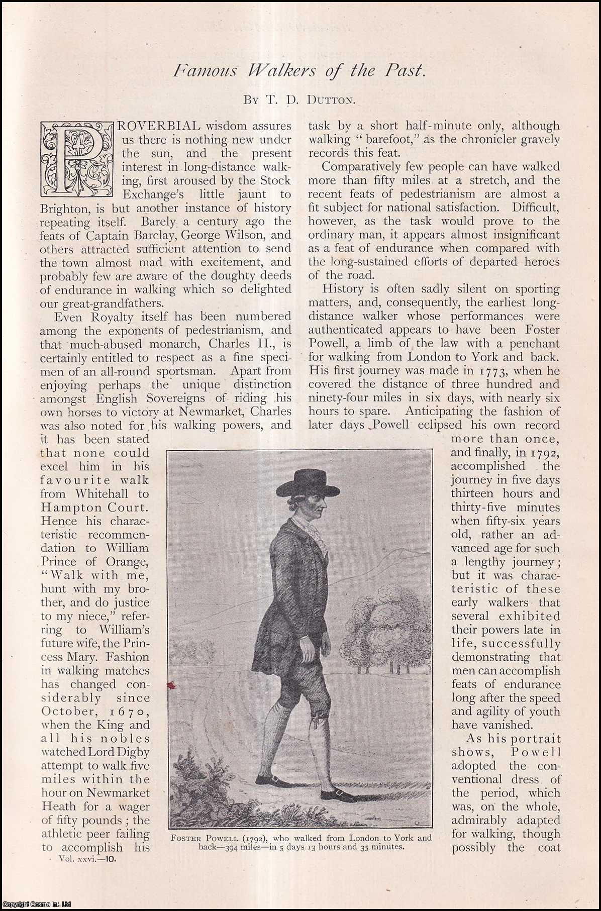 DUTTON, T. D. - Famous Walkers of The Past. A rare original article from The Strand Magazine, 1903.
