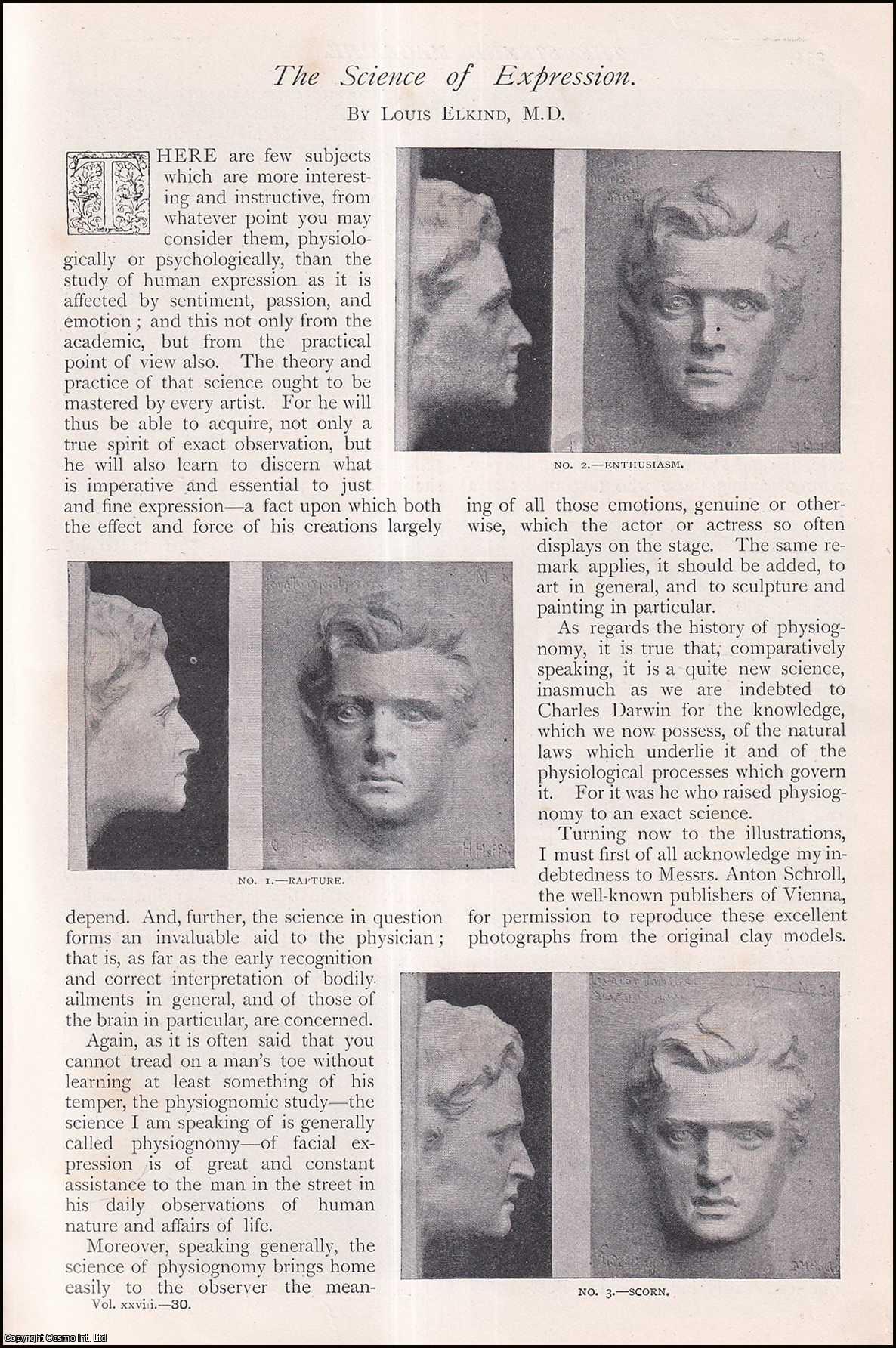 Louis Elkind, M.D. - The Science of Expression : facial expressions, both physiologal and psychological. An uncommon original article from The Strand Magazine, 1904.