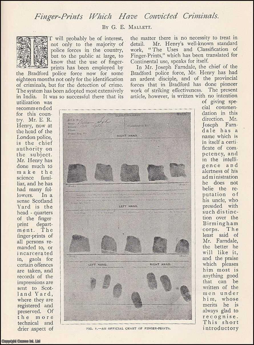 G.E. Mallett - Finger-Prints which have Convicted Criminals. The Bradford Police Force & the Use of Fingerprints for Crime Detection. An uncommon original article from The Strand Magazine, 1905.