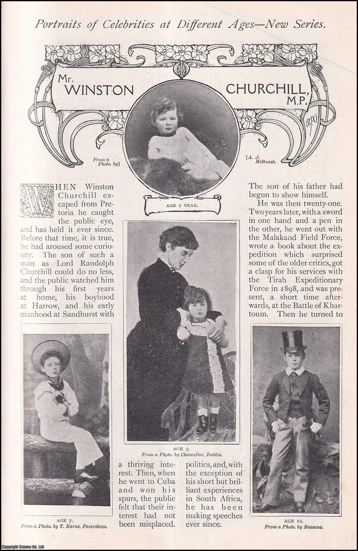 --- - Winston Churchill. Portraits of Celebrities at Different Ages. A rare original article from The Strand Magazine, 1906.