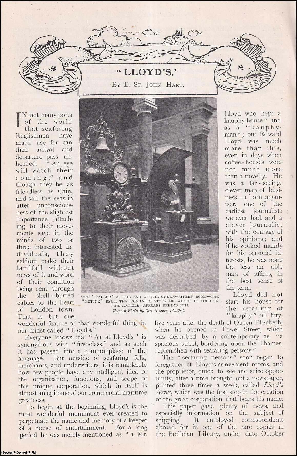 HART, E. ST. JOHN - Lloyd's Insurance Underwriters. A rare original article from The Strand Magazine, 1906.