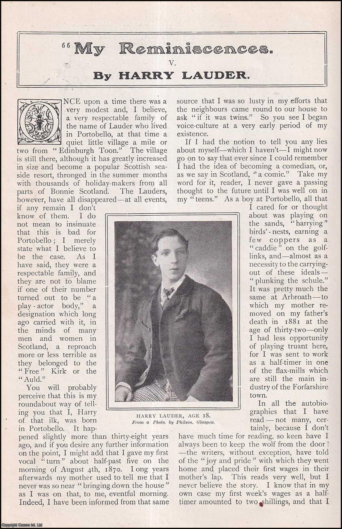 No Author Stated - Harry Lauder : Scottish Singer. My Reminiscences. Illustrated by Max Cowper & W. R. S. Stott. An uncommon original article from The Strand Magazine, 1909.