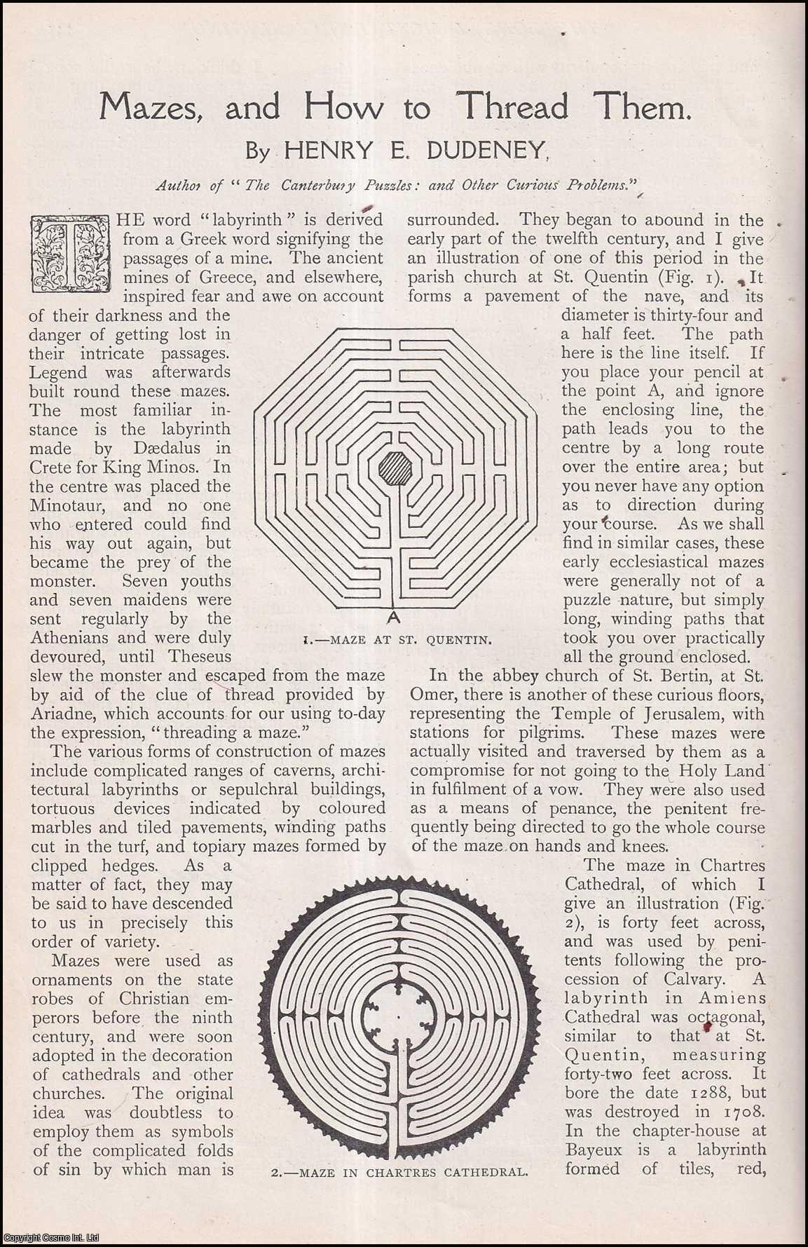 DUDENEY, HENRY E. - Mazes and How To Thread Them. A rare original article from The Strand Magazine, 1909.