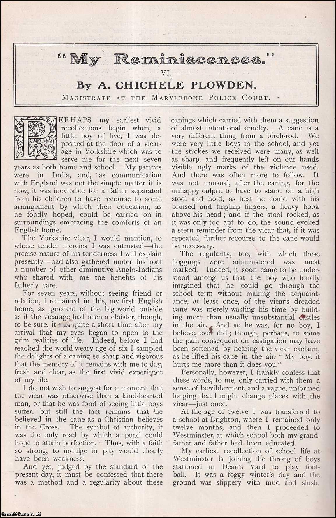PLOWDEN, A. CHICHELE - A. Chichele Plowden. Magistrate at the Marylebone Police Court. My Reminiscences. A rare original article from The Strand Magazine, 1909.
