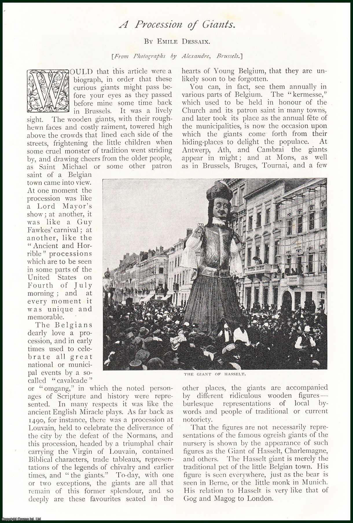 Emile Dessaix - Charles The Grand ; The Giant Crusader & The Virgin of Brussels ; Polydore, Polydora, & Polydoorka of Alost & others : A Procession of Giants. An uncommon original article from The Strand Magazine, 1898.
