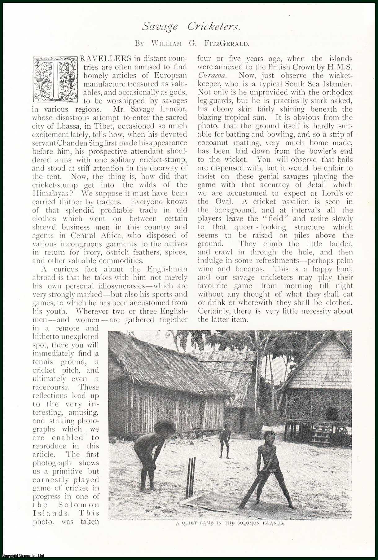 W.G. Fitzgerald - Savage Cricketers in The Solomon Islands, New Guinea, Northern Ceylon & more. An uncommon original article from The Strand Magazine, 1898.