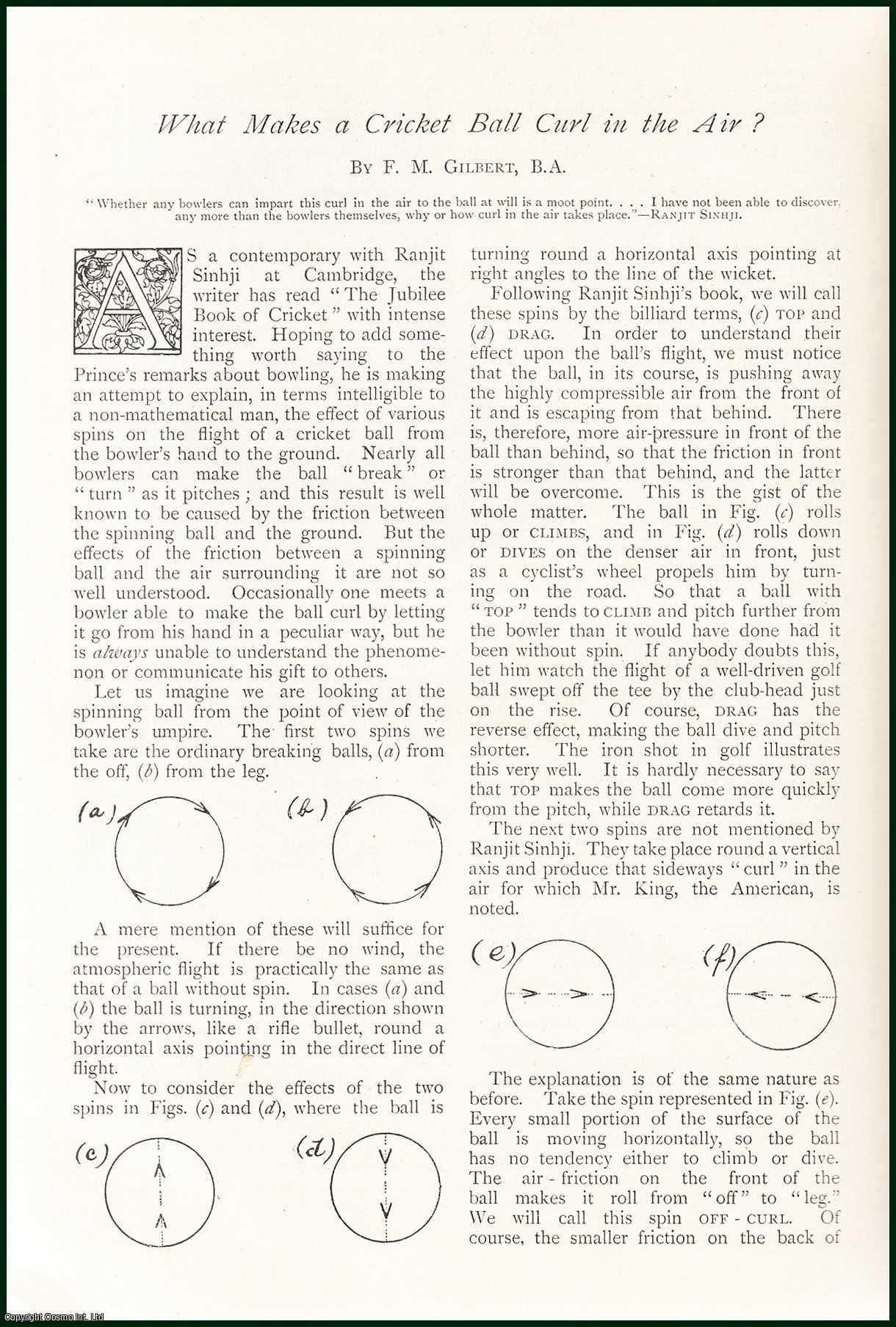 F.M.Gilbert - What Makes A Cricket Ball Curl In The Air? An uncommon original article from The Strand Magazine, 1898.