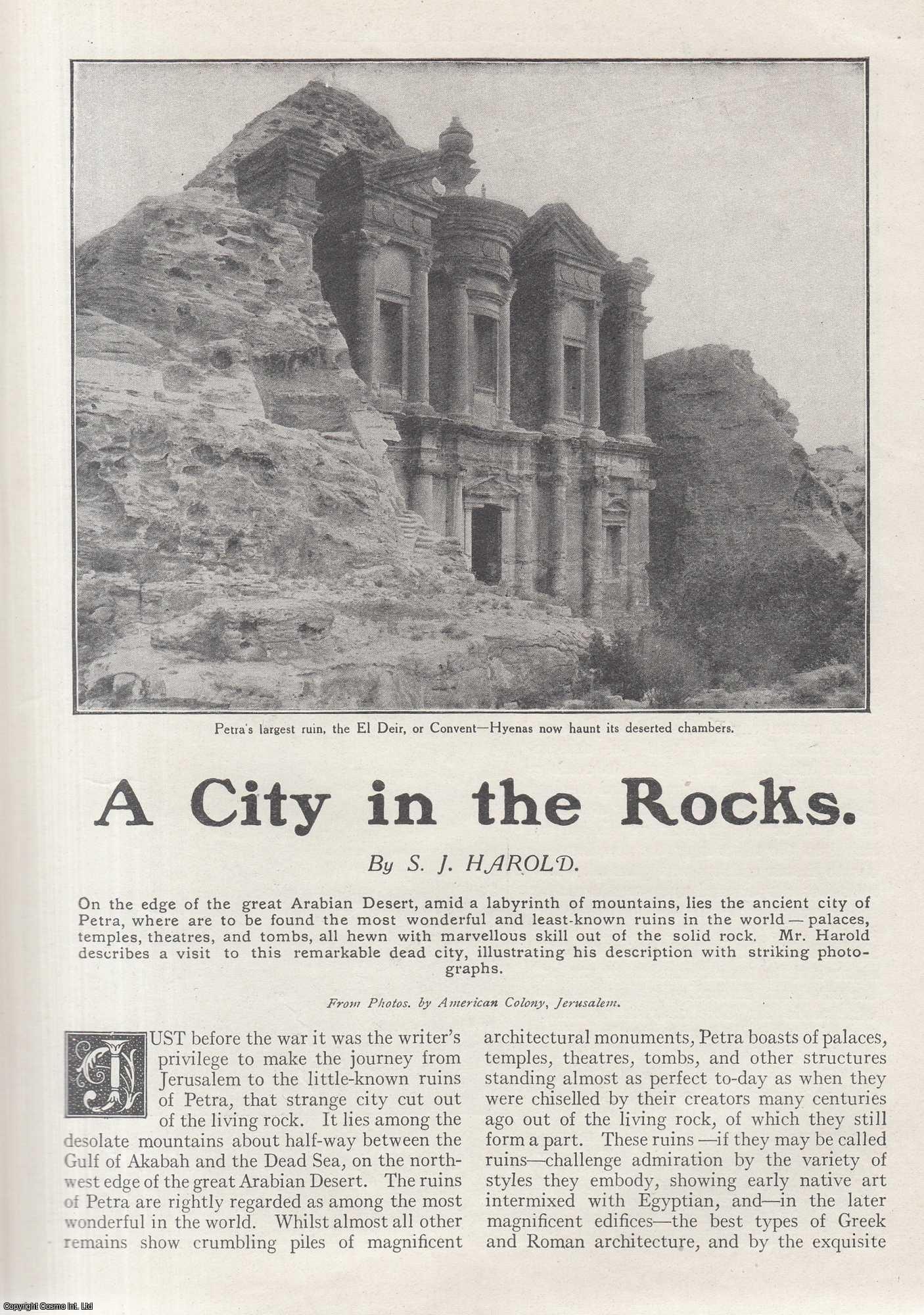 S.J. Harold - Petra, a City in The Rocks. An uncommon original article from the Wide World Magazine, 1916.
