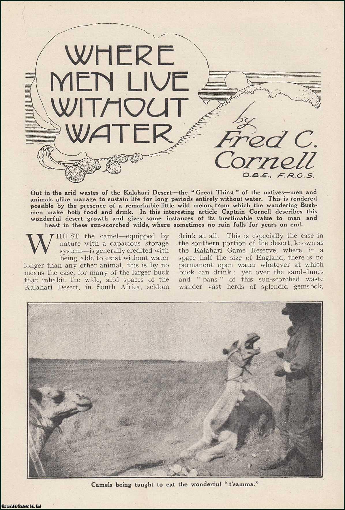 CORNELL, FRED C. - Where Men Live Without Water. An original article from the Wide World Magazine, 1921.