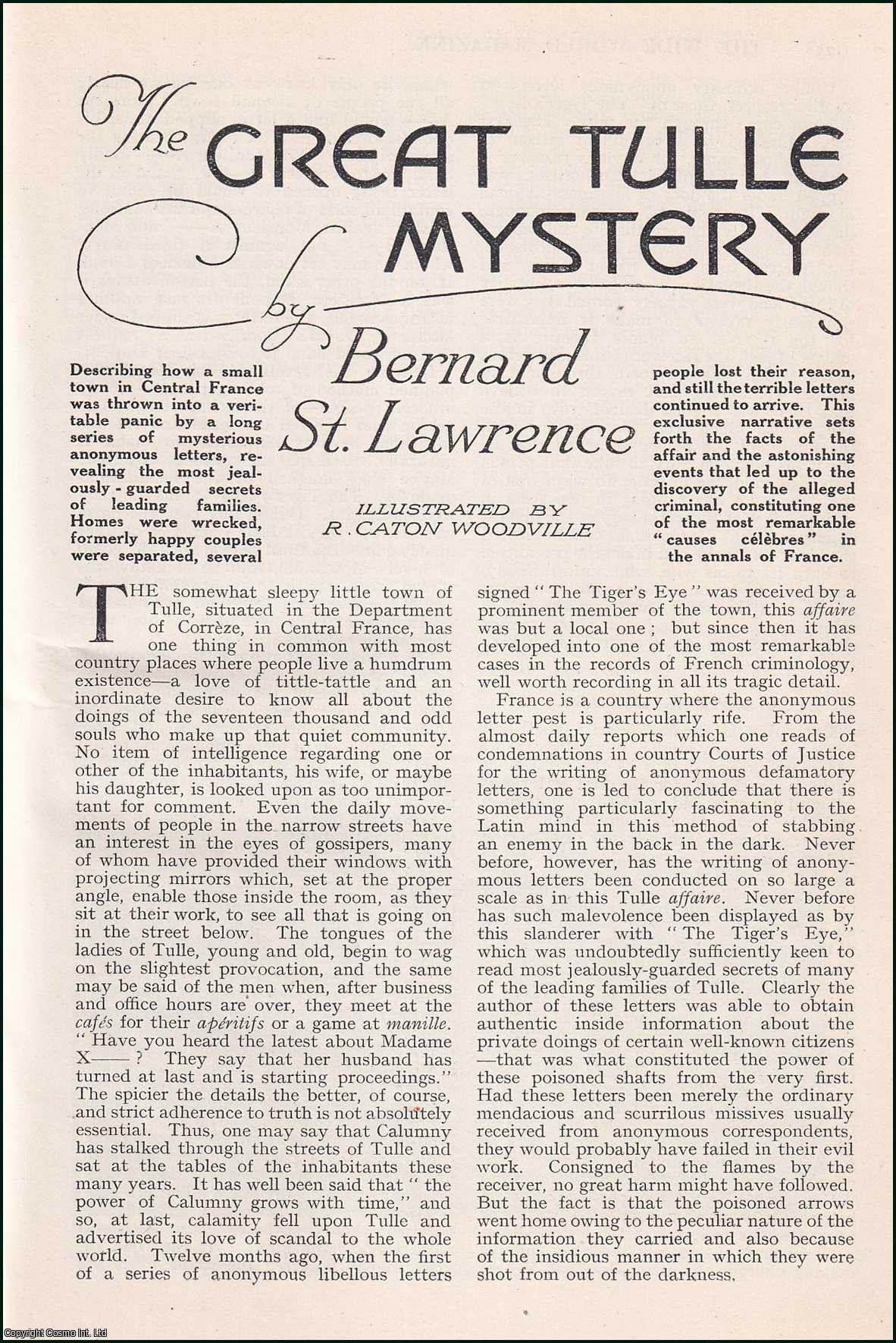 LAWRENCE, BERNARD ST. - The Great Tulle Mystery. Correre, France. An original article from the Wide World Magazine, 1923.
