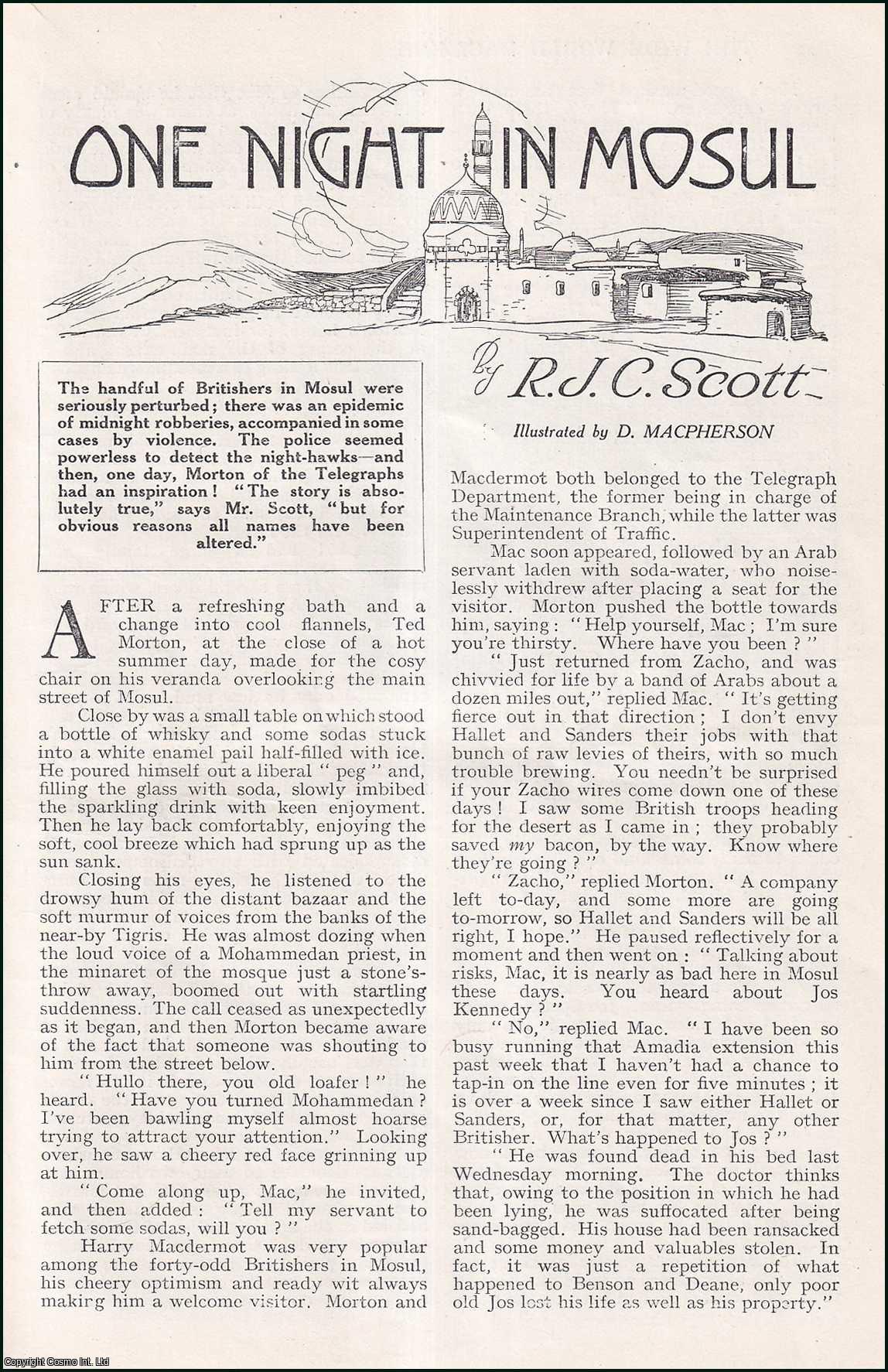 SCOTT, R. J. C. - One Night In Mosul. An original article from the Wide World Magazine, 1927.