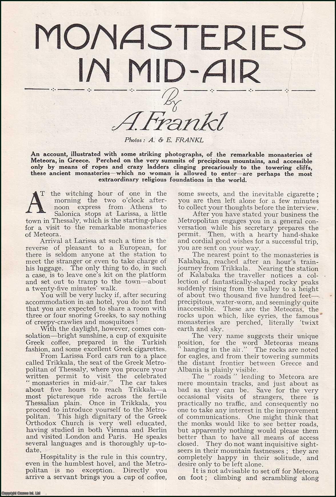 FRANKL, A. - Monasteries In Mid-Air. Meteora, Greece. An original article from the Wide World Magazine, 1927.