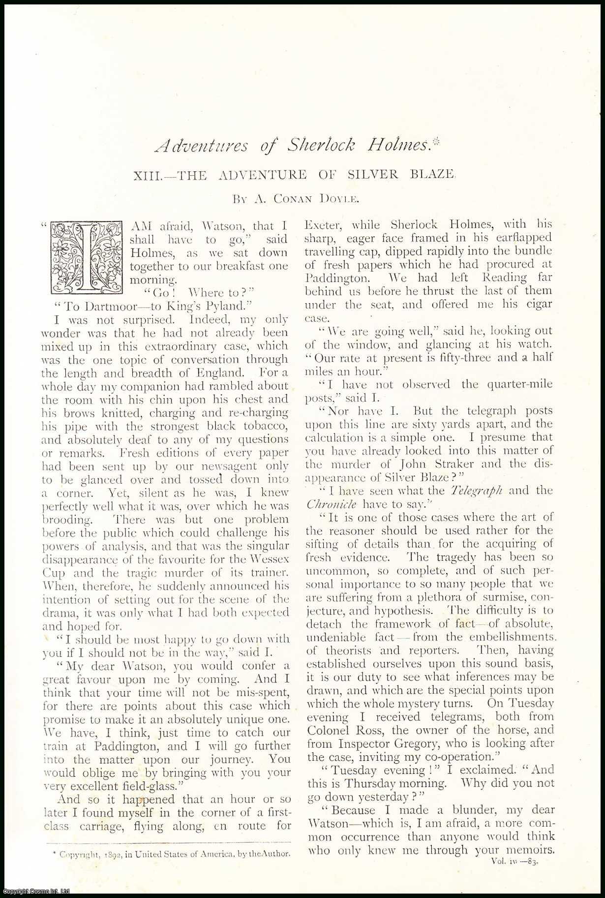 DOYLE, A. CONAN - Adventures of Sherlock Holmes. XIII. The Adventure of Silver Blaze.