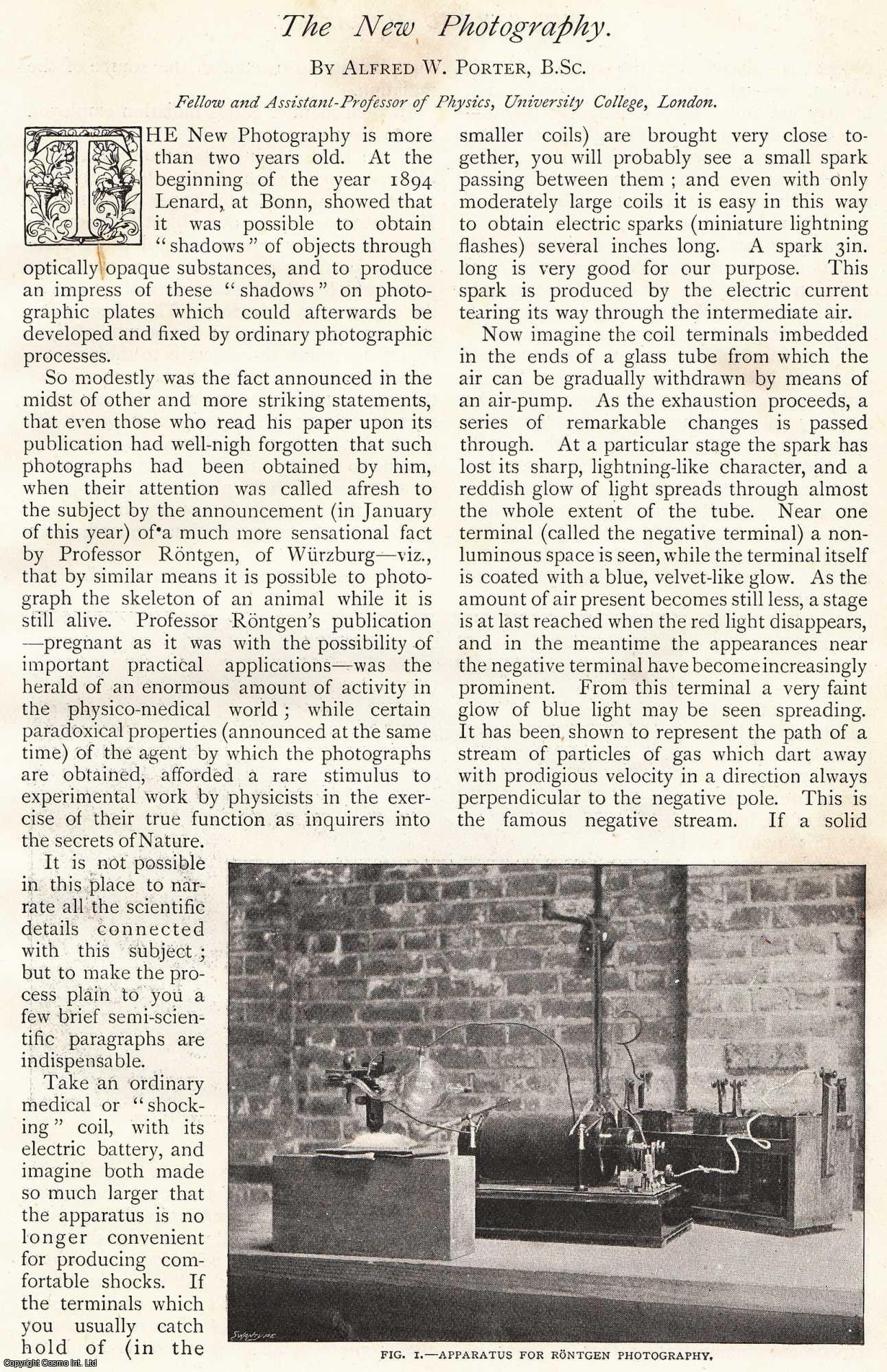 PORTER, ALFRED W. - The New Photography. Rontgen Rays - X Rays. A rare original article from The Strand Magazine, 1896.