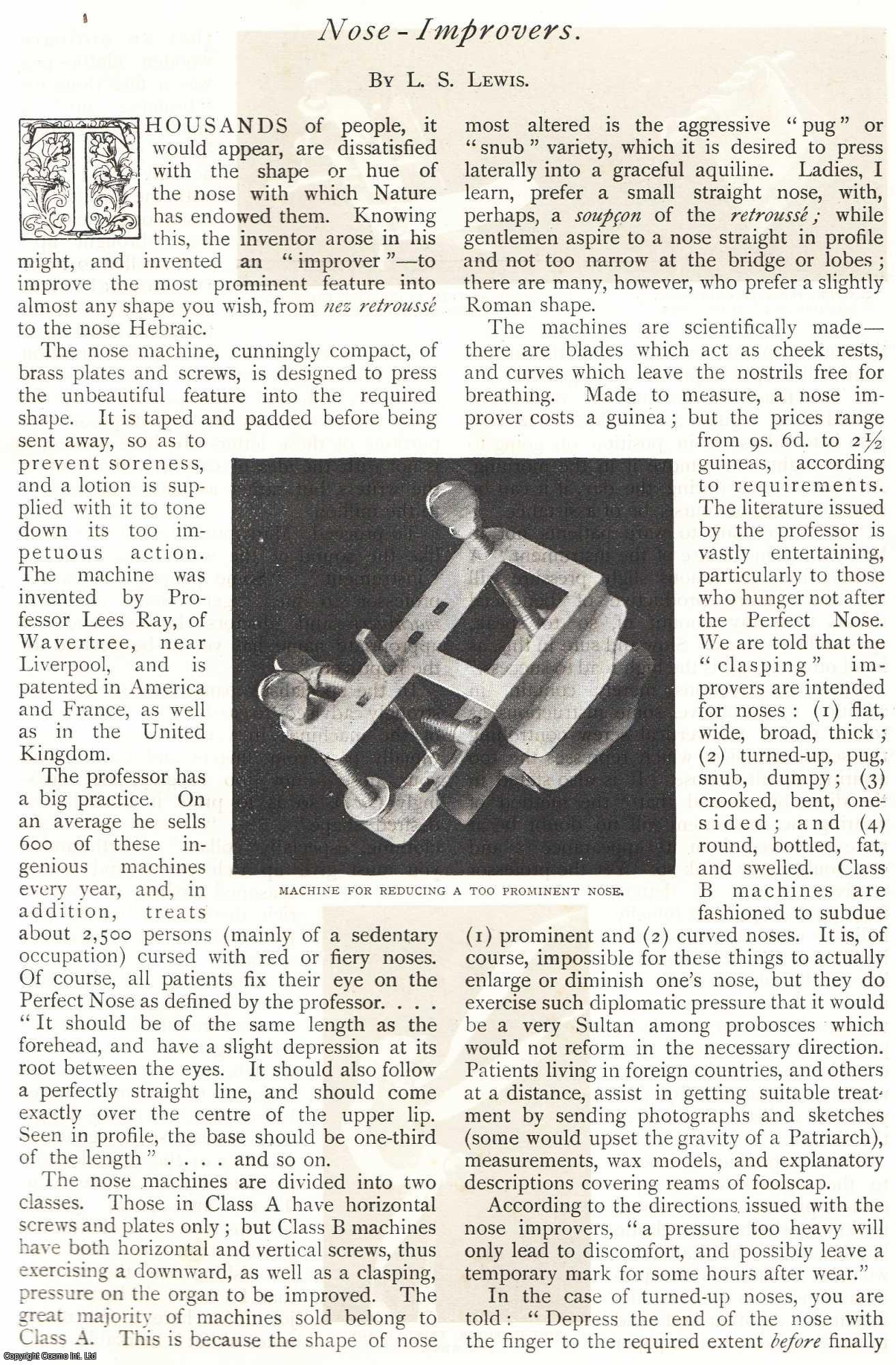 LEWIS, L. S. - Nose-Improvers. A rare original article from The Strand Magazine, 1896.