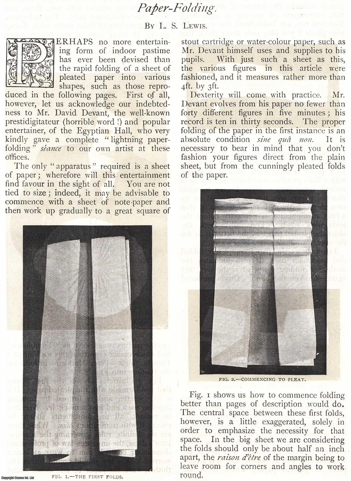 LEWIS, L. S. - Paper Folding. A rare original article from The Strand Magazine, 1896.