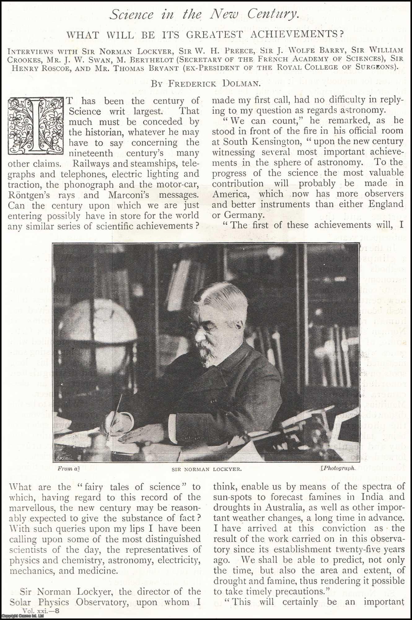 DOLMAN, FREDERICK - Science in The New Century. What Will be its Greatest Achievements? A rare original article from The Strand Magazine, 1901.