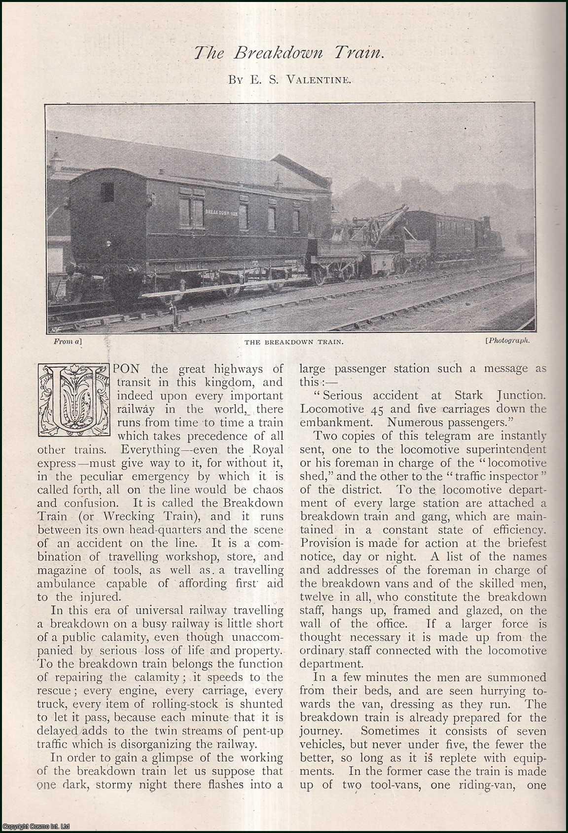 E.S. Valentine - The Breakdown Train, Wrecking Train. It runs between its own head-quarters & the scene of an accident on the line. An uncommon original article from The Strand Magazine, 1901.