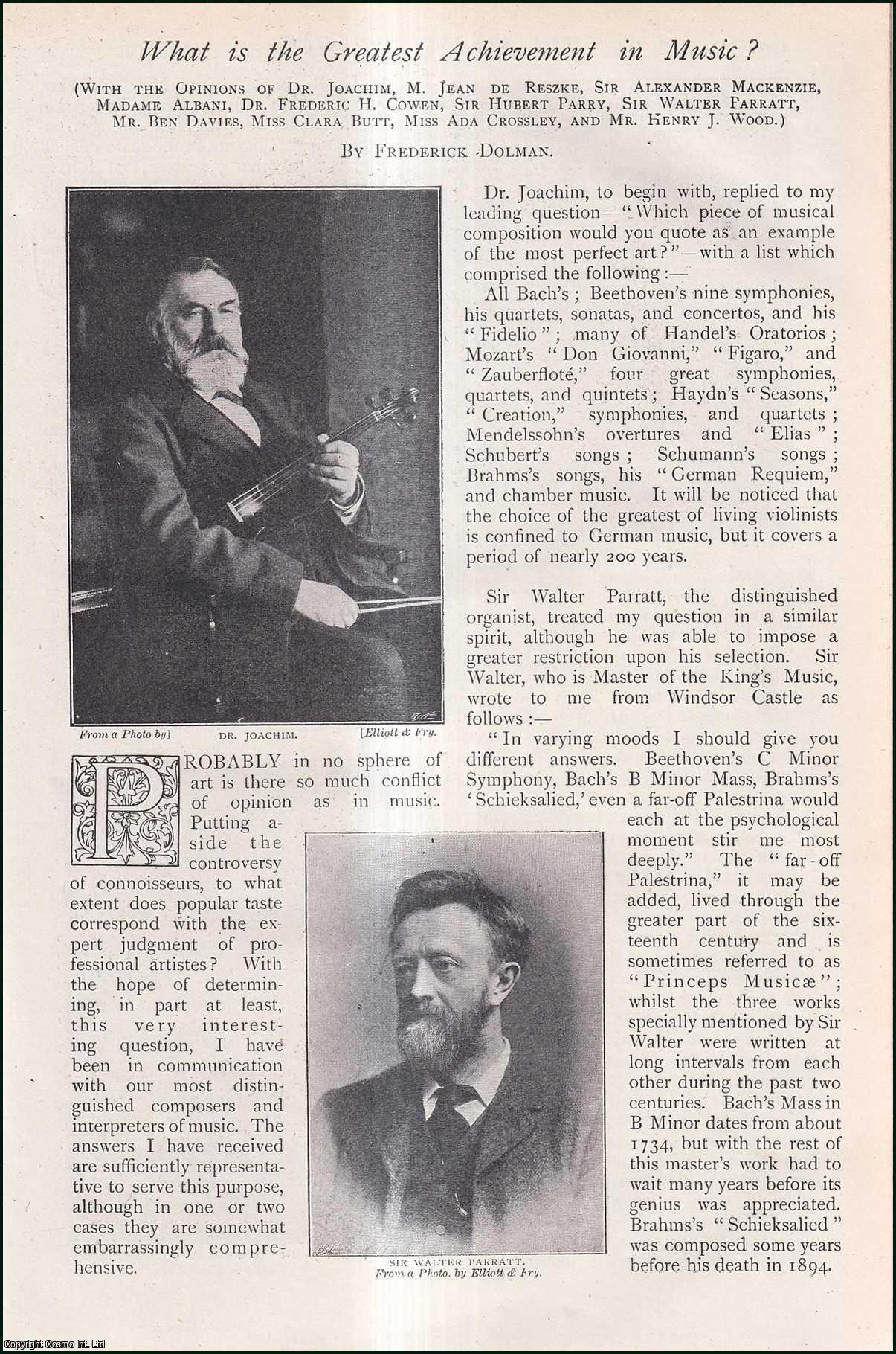 DOLMAN, FREDERICK - What is The Greatest Achievement in Music? A rare original article from The Strand Magazine, 1901.