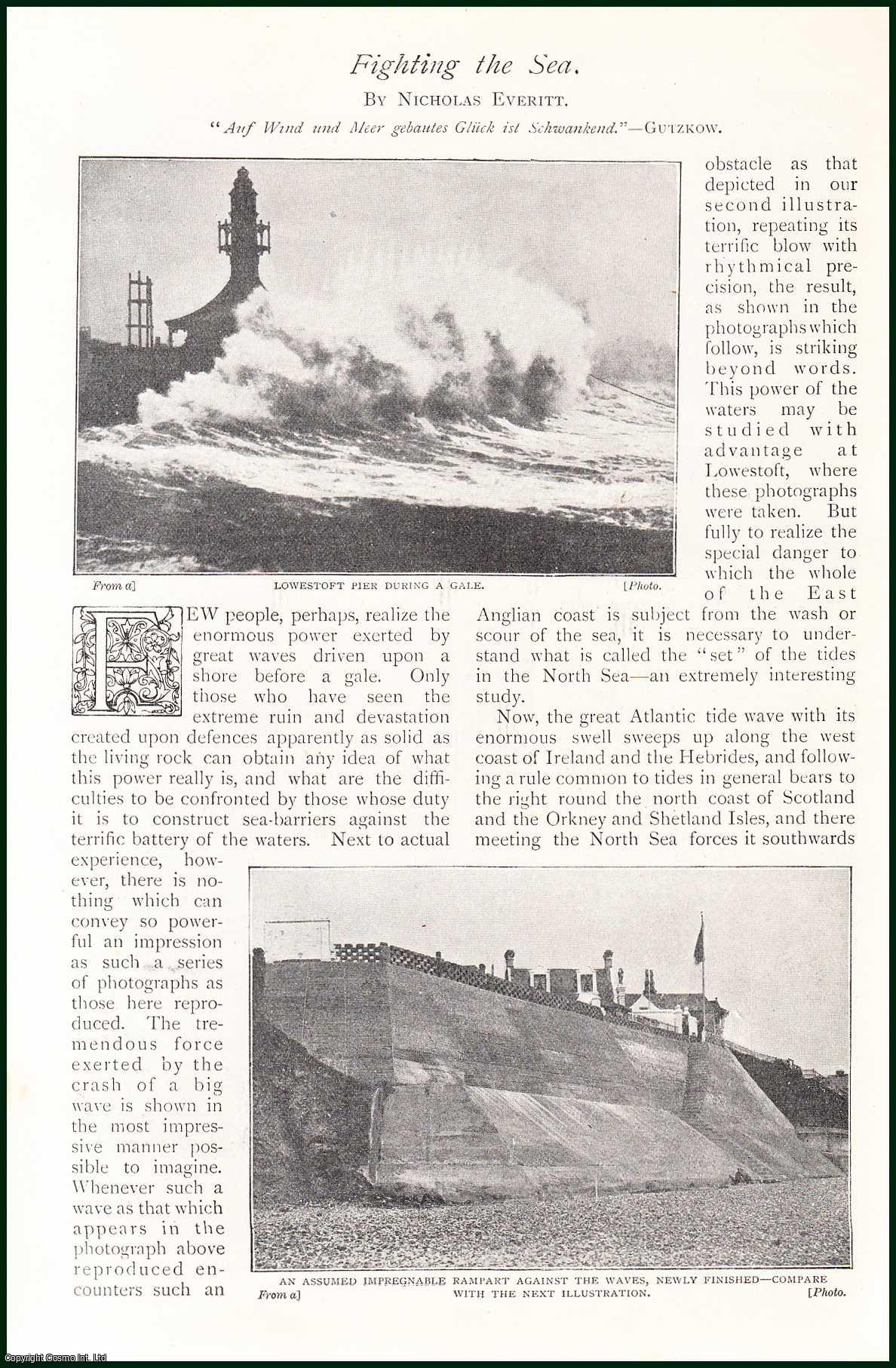 Nicholas Everitt - Enormous Power Exerted by Great Waves Driven Upon a Shore Before a Gale : Fighting The Sea. An uncommon original article from The Strand Magazine, 1902.