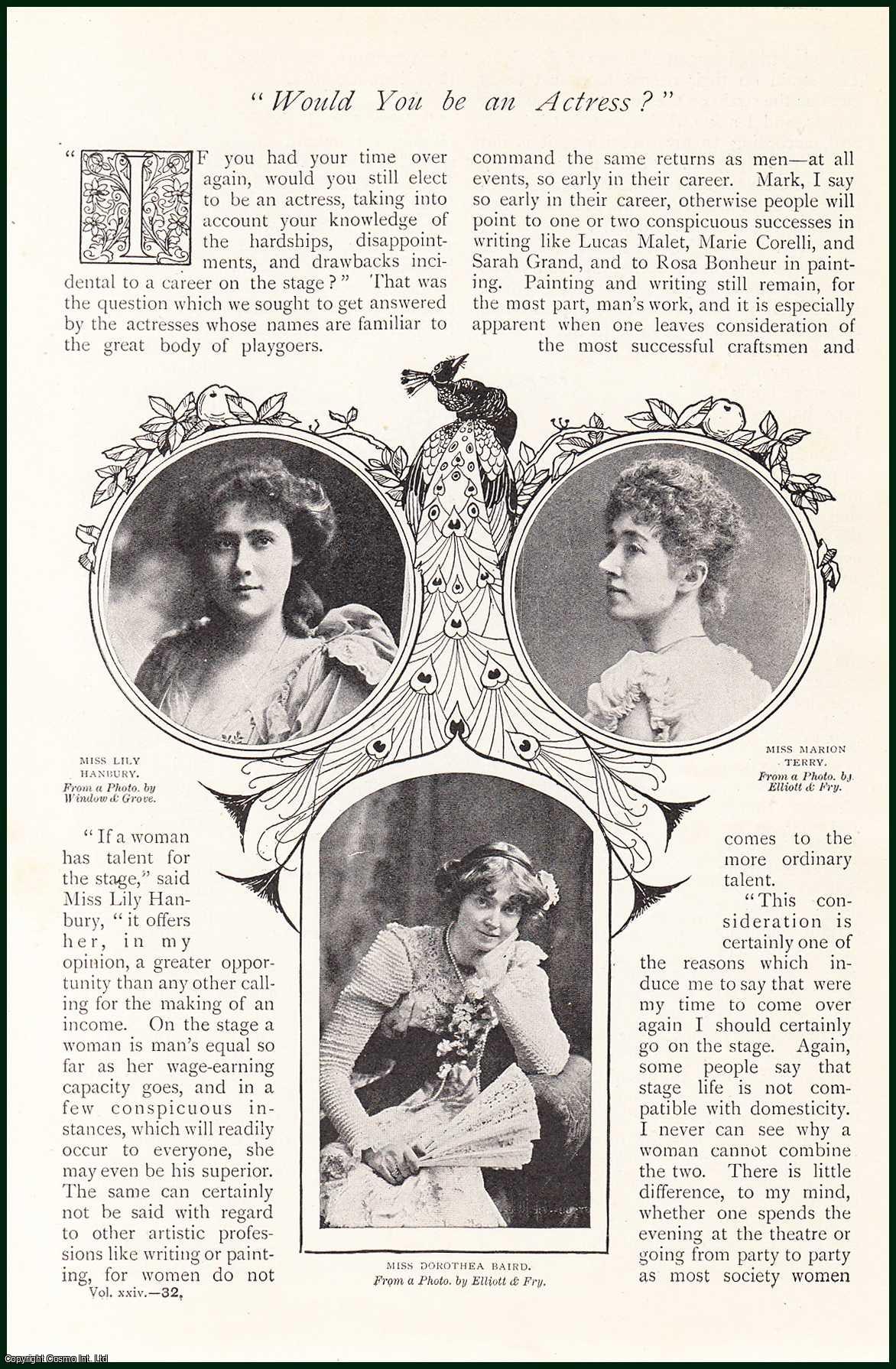 Strand Magazine - Miss Evelyn Millard ; Miss Winifred Emery ; Miss Irene Vanbrugh ; Miss Alma Murray & others : Would You Be An Actress? An uncommon original article from The Strand Magazine, 1902.