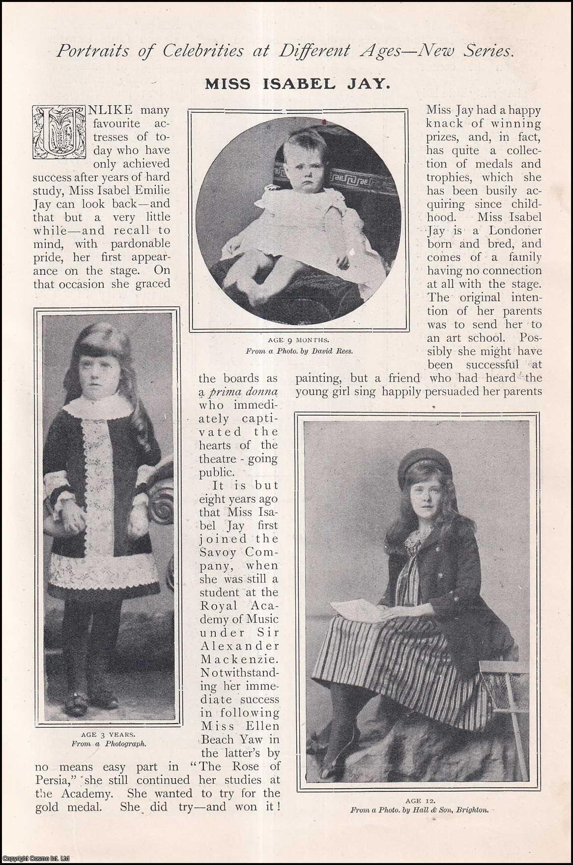 --- - Miss Isabel Jay. Portraits of Celebrities at Different Ages: A rare original article from The Strand Magazine, 1906.