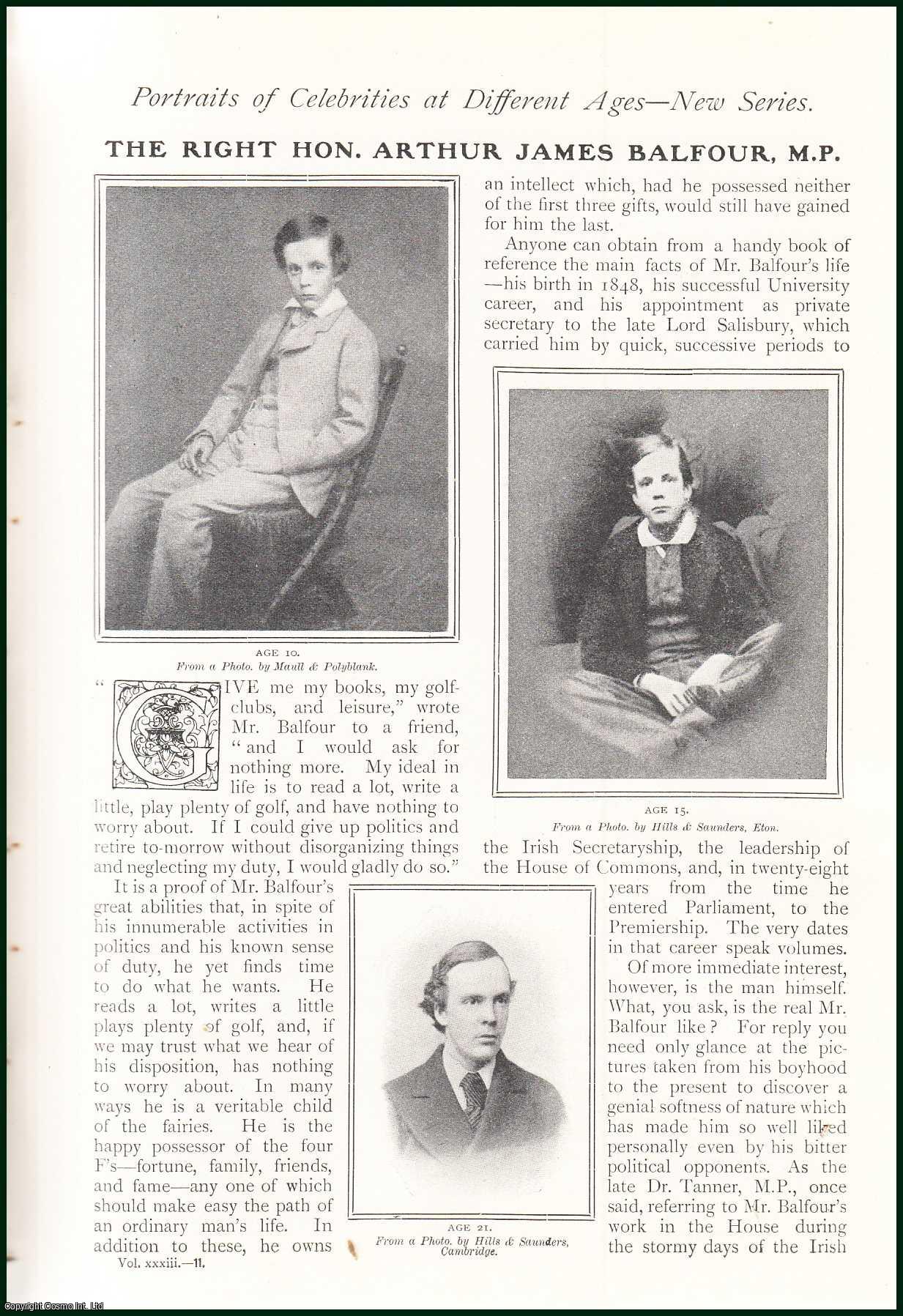 --- - The Right Hon. Arthur James Balfour. Portraits of Celebrities at Different Ages. A rare original article from The Strand Magazine, 1907.