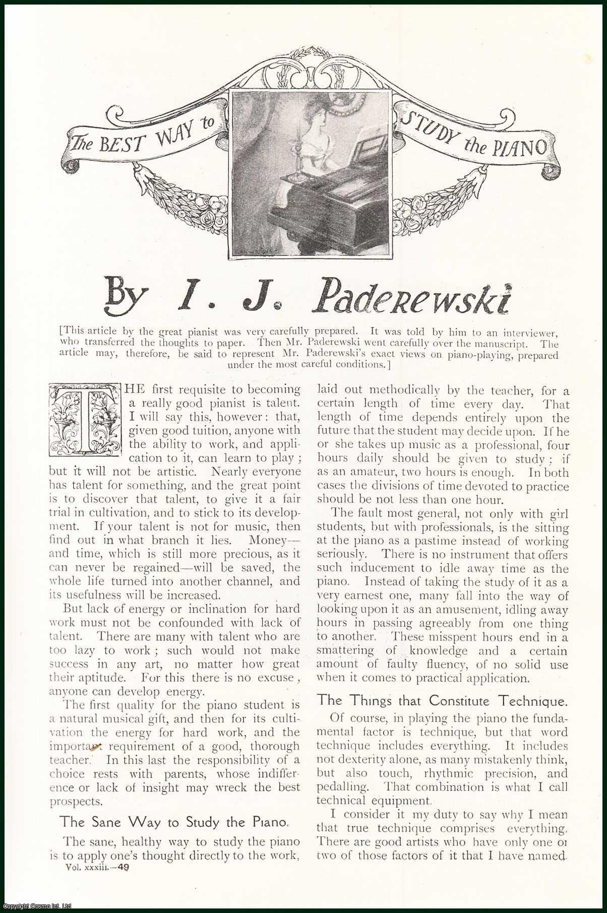 PADEREWSKI, I. J. - The Best Way to Study The Piano. A rare original article from The Strand Magazine, 1907.