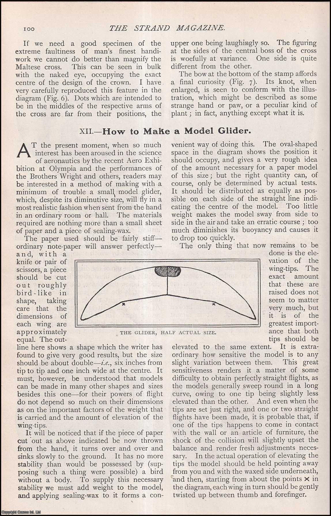 --- - How to Make a Model Glider. A rare original article from The Strand Magazine, 1909.