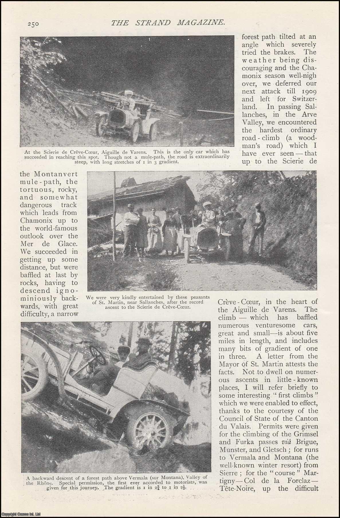 FAWCETT, E. DOUGLAS - Motoring up Mountains. A rare original article from The Strand Magazine, 1909.