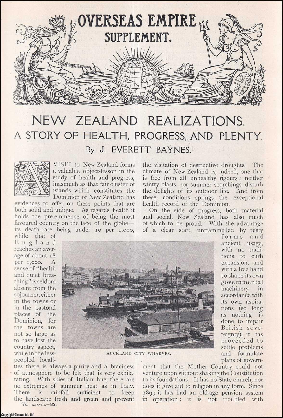 J. Everett Baynes - New Zealand Realizations : a story of Health, Progress, & Plenty. An uncommon original article from The Strand Magazine, 1909.