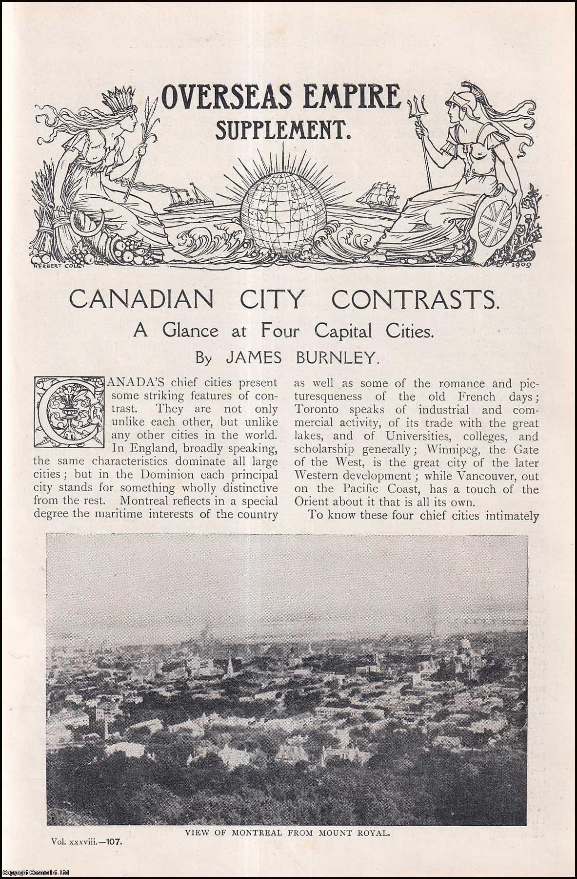 --- - Canadian Vity Contrasts. A Glance at Four Capital Cities. A rare original article from The Strand Magazine, 1909.