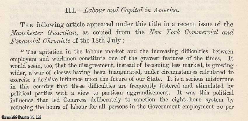--- - Labour and Capital in America, 1868.