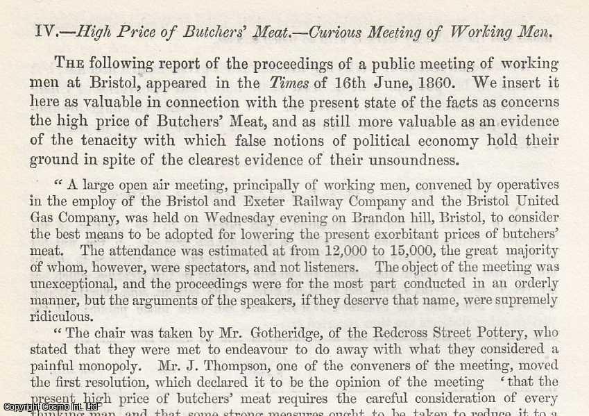 --- - High Price of Butchers' Meat - Curious Meeting of Working Men. 1860.