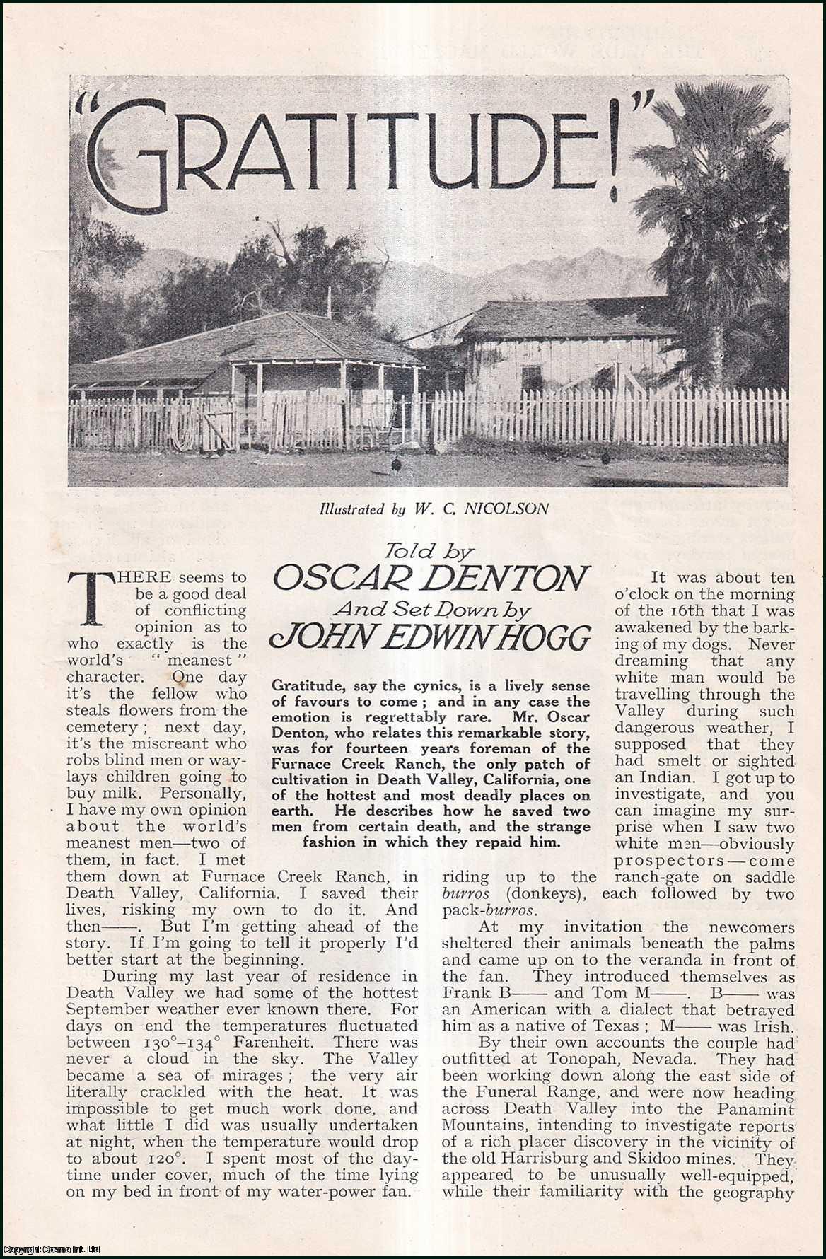 HOGG, JOHN EDWIN - Gratitude! The Furnace Creek Ranch, Death Valley, California. An original article from the Wide World Magazine, 1932.